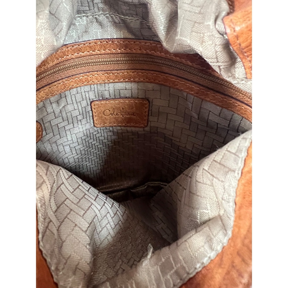 Vintage Cole Haan Leather Crossbody Purse Cognac Brown Saddle Bag Boho Western - Picture 8 of 10